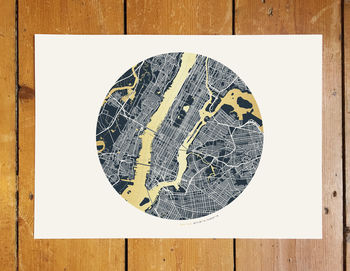 Circular New York Metallic Foil Coordinates Map Print, 6 of 6