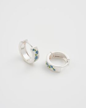 Forget Me Not Mini Hoop Earrings Silver, 3 of 8