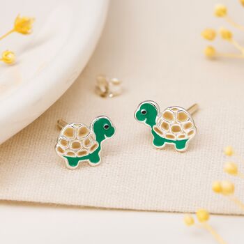 Girls Sterling Silver Turtle Stud Earrings, 2 of 6