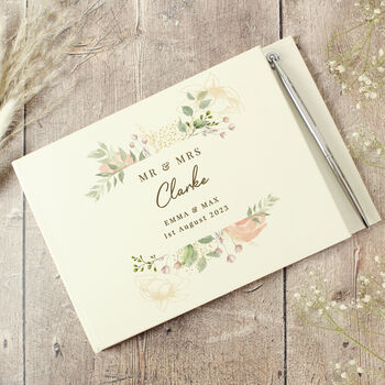 Personalised Floral Wedding Guest Book And Pen, 3 of 3