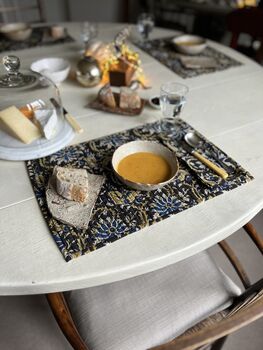 Pair Of Reversible Cotton Table Mats In Lilipad Print, 4 of 7