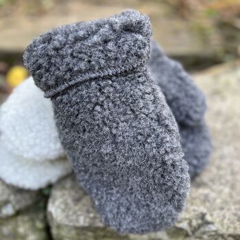 Ladies Natural Wool Fleece Mittens, 3 of 5