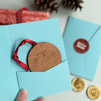 Wooden Personalised Cat Nose Christmas Tree Bauble, 3 of 8