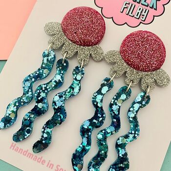 Xl Jellyfish Glitter Earrings, 3 of 5