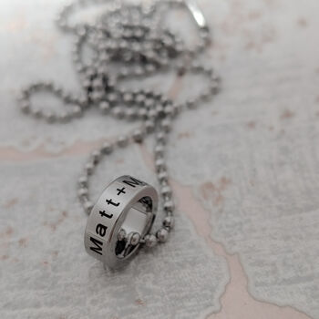 Mens Chain Necklace With A Personalised Ring, 2 of 5