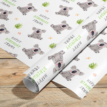 Personalised Koala Wrapping Paper Roll Kids Birthday, 2 of 4