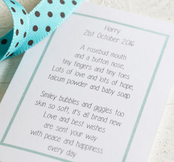 Personalised New Baby Boy Bracelet And Poem, 2 of 7