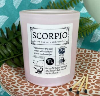 Personalised Scorpio Horoscope Star Sign Candle, 3 of 11