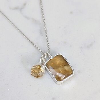 The Duo Citrine Necklace, Sterling Silver, 2 of 10