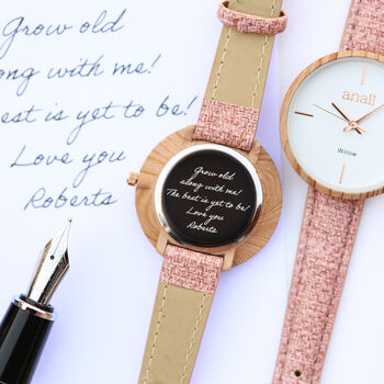 Your Own Handwriting Engraved Anaii Watch Sweet Pink, 3 of 3