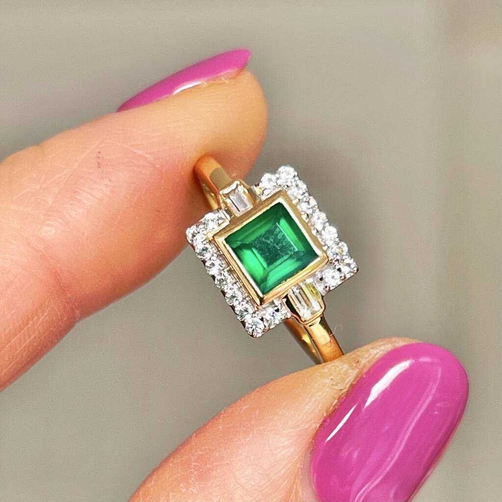 Green Onyx Vintage Deco Style Ring, 1 of 7