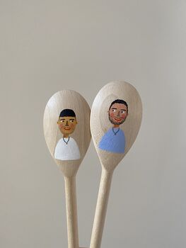 Handpainted Custom Wooden Spoon Couples Set, 4 of 6