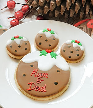 Personalised Christmas Puds Letterbox Cookies, 3 of 4