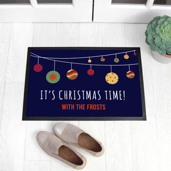 Personalised Christmas Bauble Indoor Doormat, 2 of 4