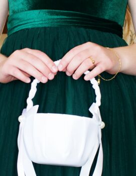 Flower Girls Satin Petal Basket, 3 of 4