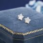 Mother Of Pearl Star Stud Earrings In Sterling Silver, thumbnail 8 of 10