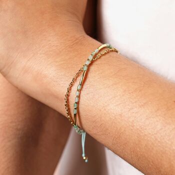 Stainless Steel Turquoise Beaded Bracelet In Gold, 2 of 4