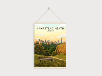 Hampstead Heath London Skyline Travel Poster Art Print, 6 of 8