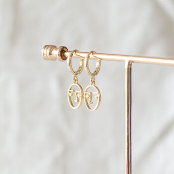 Abstract Face Huggie Hoop Earrings, 3 of 9