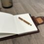 Personalised A5 Luxury Leather Journal Notebook Cover. Spanish Brown, thumbnail 2 of 12