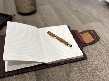 Personalised A5 Luxury Leather Journal Notebook Cover. Spanish Brown, 2 of 12