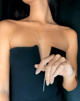 Minimalist Circle And Bar Lariat Necklace, 3 of 12