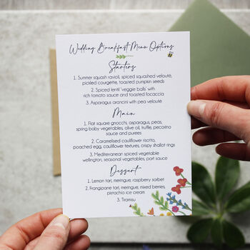 Wildflower Wedding Or Party Menu Cards, 5 of 11