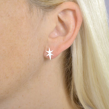 Mismatched Sterling Silver Northern Star Earrings, 2 of 9