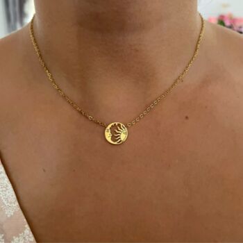 Gold Plated Sun Moon Small Round Disc Pendant Necklace, 5 of 5