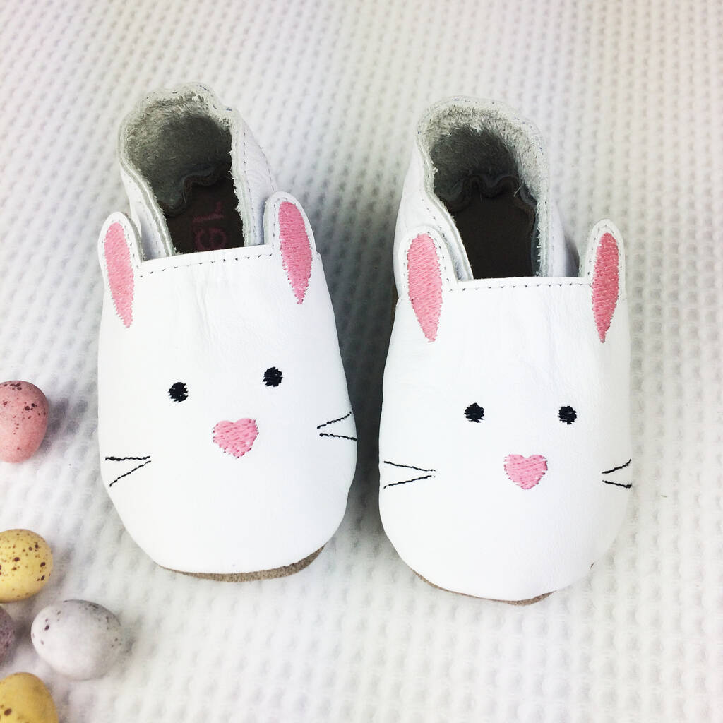 Personalised Leather Easter Bunny Paw Print Baby Shoes By Born Bespoke