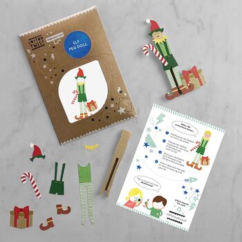 Christmas Party Bag With Angel And Elf Peg Doll Kits, 2 of 10