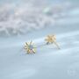Blue Cz Snowflake Stud Earrings In Sterling Silver, thumbnail 4 of 12