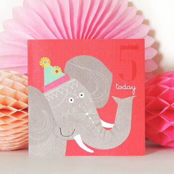 Elephant 5th Birthday Card, 3 of 4