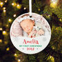My First Christmas Photo Ceramic Disc Hanging Decoration Bauble + Gift Box, thumbnail 5 of 5
