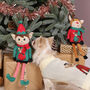 Elf And Reindeer Knitted Christmas Jumper For Dogs, thumbnail 7 of 9