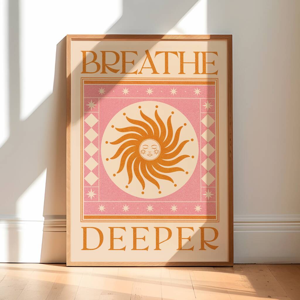 Breathe Deeper, Boho Celestial Sun Art Print, 1 of 3