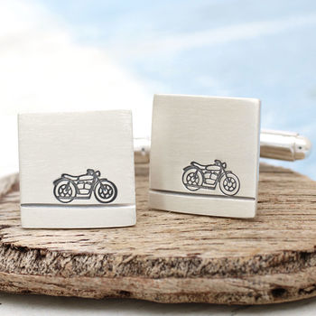 Personalised Motorbike Cufflinks. Gift For Dad, 2 of 11