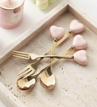 Pink Heart Fork Spoon Set, 2 of 3