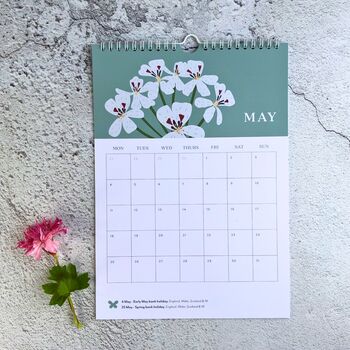 2026 A4 Wall Calendar Flower Illustrations, 4 of 6
