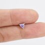 Sterling Silver Tiny Alexandrite Purple Blue Cz Heart Stud Earrings, thumbnail 4 of 12