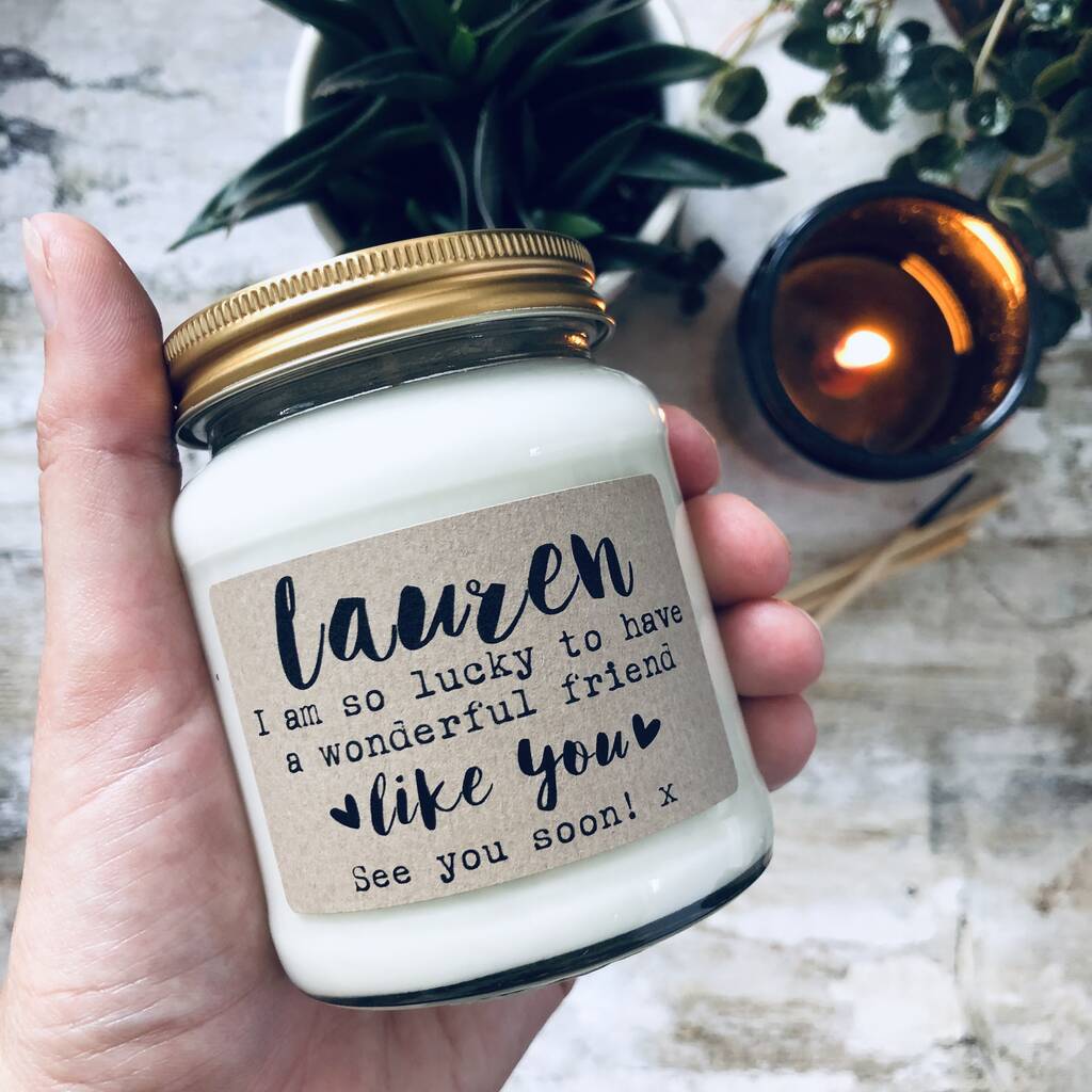 Personalised 'friend' Soy Scented Candle By Lollyrocket Candle Co