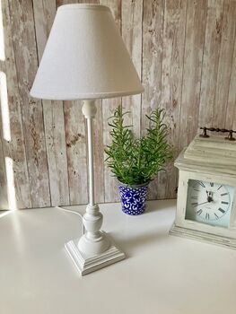 54cm Slim White Wooden Table Bedside Lamp With Shade 54cm Home Decor, 4 of 11