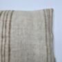 Oblong, Natural, Hemp, Neutral, Woven, Grain Sack, Striped Cushion With Cotton Reverse Brown Multi Stripe Trio, thumbnail 3 of 5