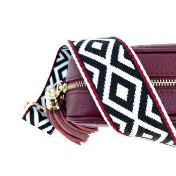 Plum Leather Crossbody Bag And Aztec Strap, 5 of 10