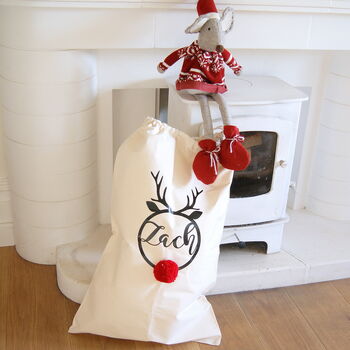 Pom Pom Rudolph Personalised Christmas Stocking, 6 of 8