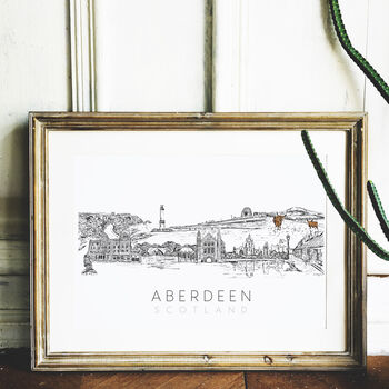 Aberdeen City Skyline Black And White Art Print, 6 of 6