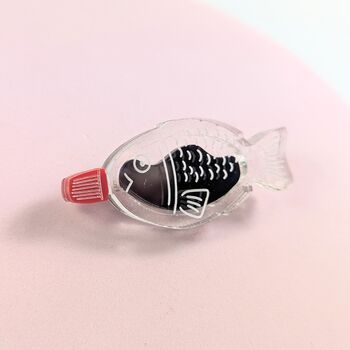 Soy Sauce Fish Bottle Brooch Japan Bento Acrylic Sushi, 5 of 12
