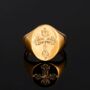 Gold Plated Chunky Cross Ring For Men Steel Signet Ring, thumbnail 3 of 9