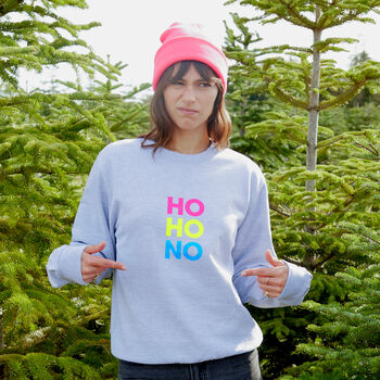 Neon Rainbow Ho Ho No Anti Christmas Sweatshirt Jumper, 3 of 6