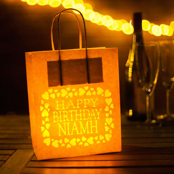 Personalised Happy Birthday Lantern Bag Name, 3 of 4